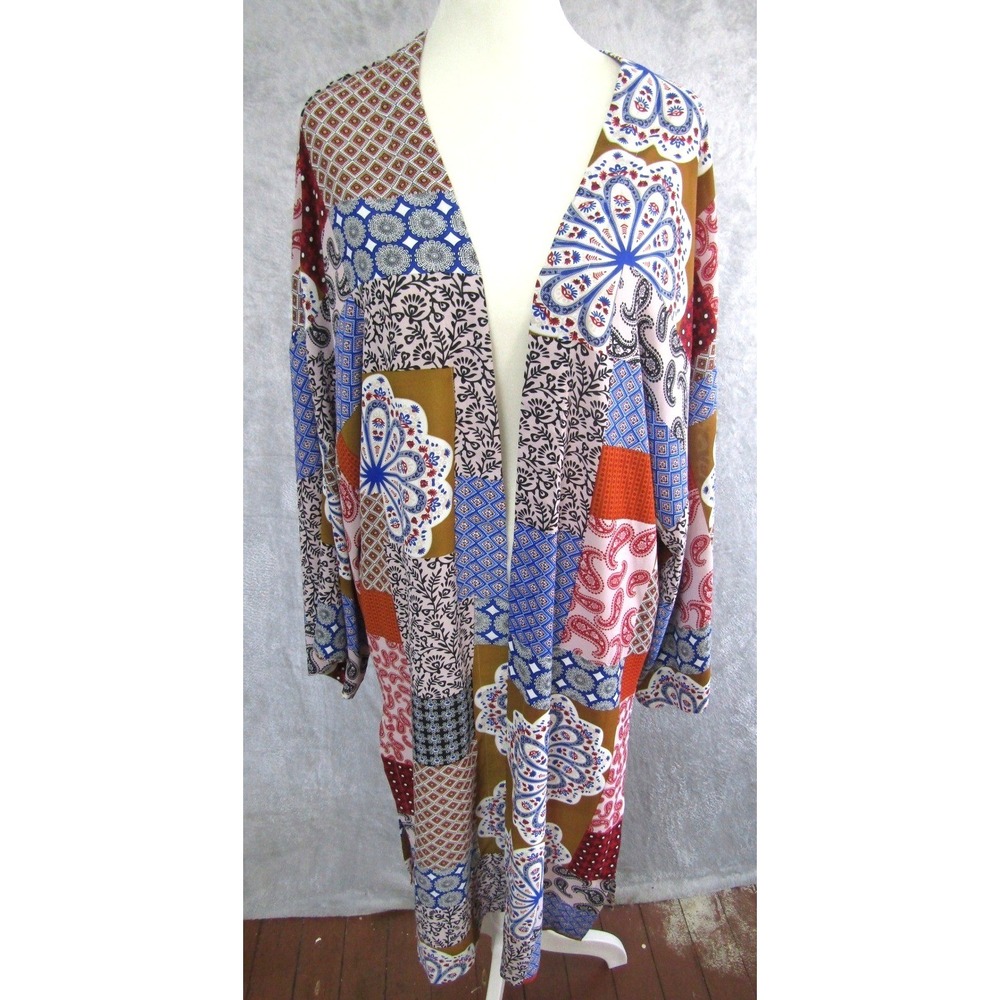 Easel Los Angeles Patchwork Kimono Cardigan Bohemian Paisley Print Size Small